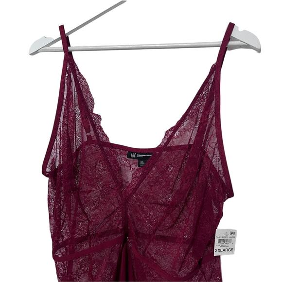 I.N.C. INTERNATIONAL CONCEPTS WOMENS LACE PLUNGE BODYSUIT MARASCHINO RED XXLARGE - Picture 4 of 11